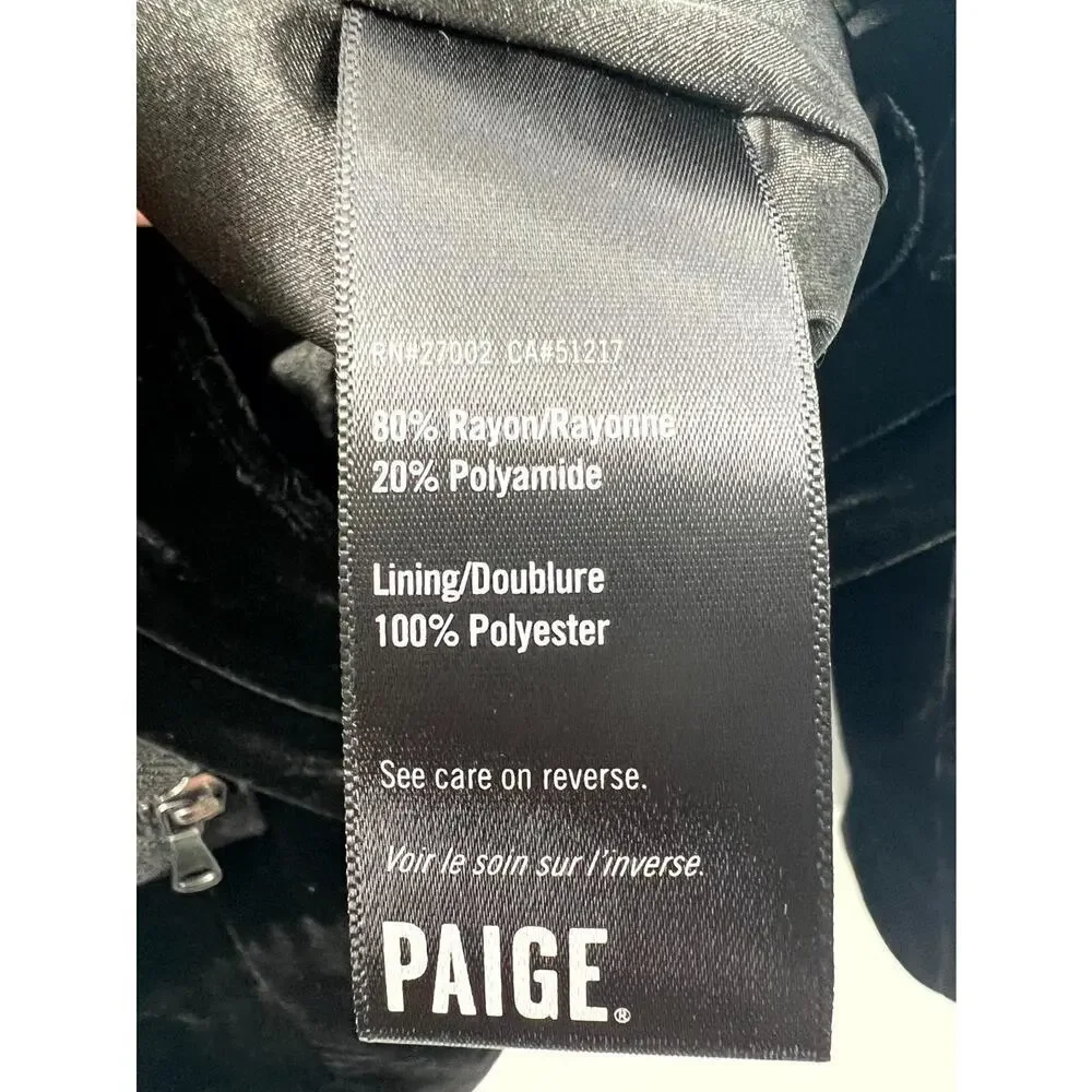 Paige Women's Black Solid Velvet Double Breasted Snap Front Jacket Small